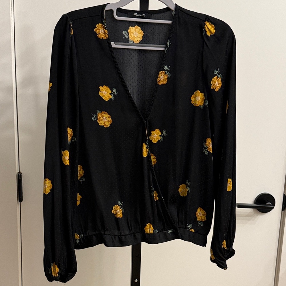 Madewell Bubble-Sleeve Wrap Top in Floating Florets